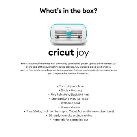 Cricut Joy; Quick, everyday, fun projects; Up to 13.9cm Material width; Up to 609cm material length; over 50+ material compatibility; 2 tool usage (cutting & writing); Smart material & Card mat; Free design app for iOS, Android™ Windows®, and Mac® (Design Space); Bluetooth
